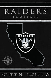 Las Vegas Raiders Coordinates Wood Sign