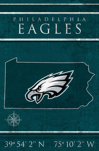 Philadelphia Eagles Coordinates Wood Sign