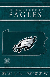 Philadelphia Eagles Coordinates Wood Sign