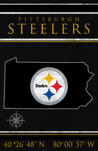 Pittsburgh Steelers Coordinates Wood Sign