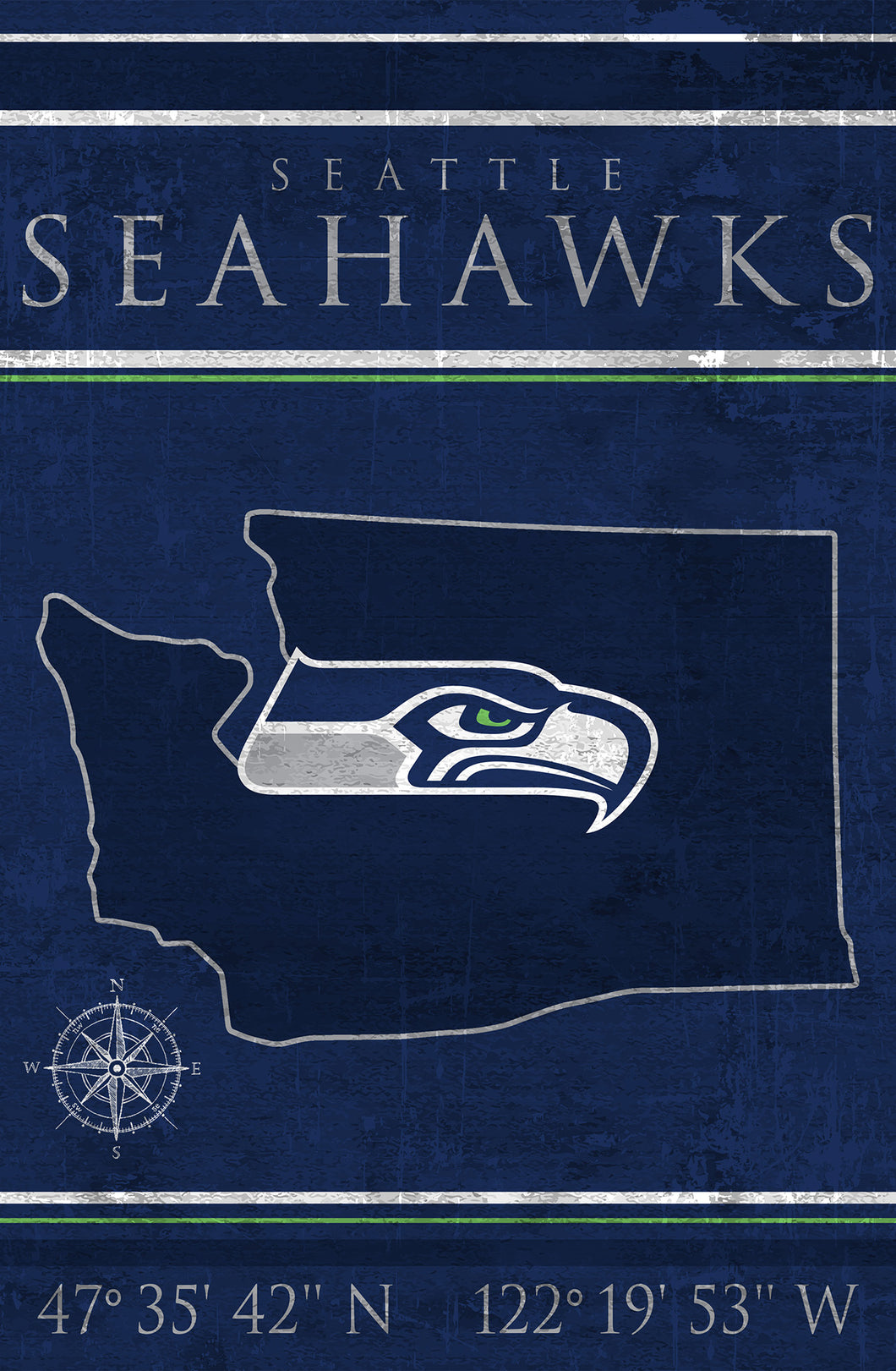Seattle Seahawks Coordinates Wood Sign
