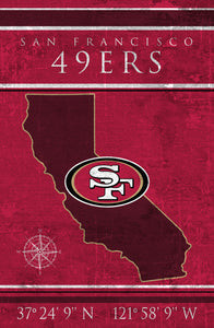 San Francisco 49ers Coordinates Wood Sign