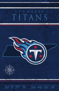 Tennessee Titans Coordinates Wood Sign