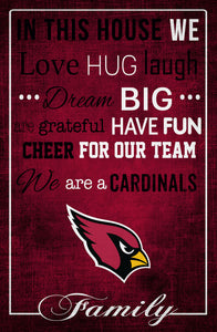 Arizona Cardinals In This House Wood Sign - 17"x26"