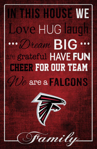 Atlanta Falcons In This House Wood Sign - 17"x26"