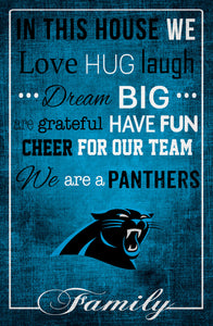 Carolina Panthers In This House Wood Sign - 17"x26"