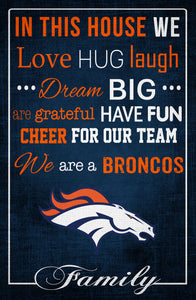 Denver Broncos In This House Wood Sign - 17"x26"