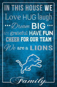 Detroit Lions In This House Wood Sign - 17"x26"