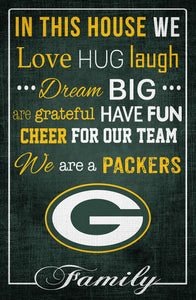 Green Bay Packers In This House Wood Sign - 17"x26"