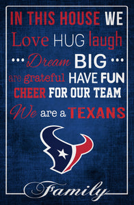 Houston Texans In This House Wood Sign - 17"x26"