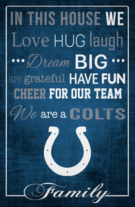 Indianapolis Colts In This House Wood Sign - 17"x26"