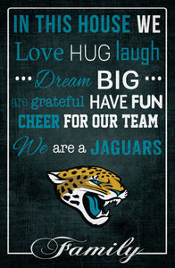 Jacksonville Jaguars In This House Wood Sign - 17"x26"
