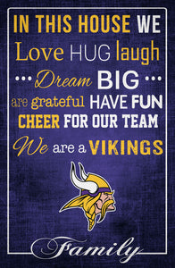 Minnesota Vikings In This House Wood Sign - 17"x26"