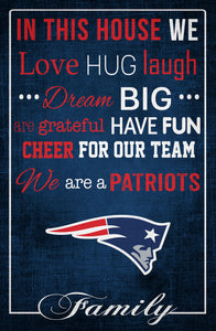 New England Patriots In This House Wood Sign - 17"x26"