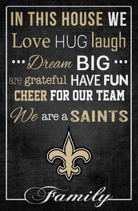 New Orleans Saints In This House Wood Sign - 17"x26"