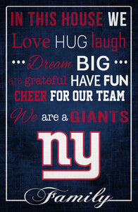 New York Giants In This House Wood Sign - 17"x26"