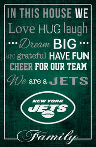 New York Jets In This House Wood Sign - 17"x26"