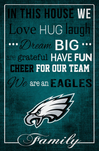 Philadelphia Eagles In This House Wood Sign - 17