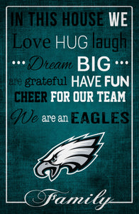 Philadelphia Eagles In This House Wood Sign - 17"x26"
