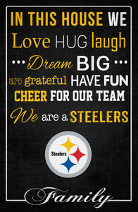 Pittsburgh Steelers In This House Wood Sign - 17"x26"