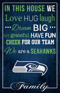 Seattle Seahawks In This House Wood Sign - 17"x26"