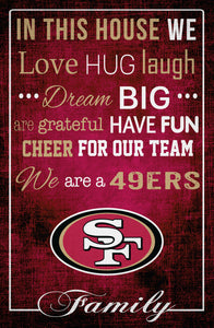 San Francisco 49ers In This House Wood Sign - 17"x26"