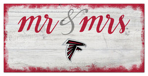 Atlanta Falcons Mr. & Mrs. Script Wood Sign - 6"x12"