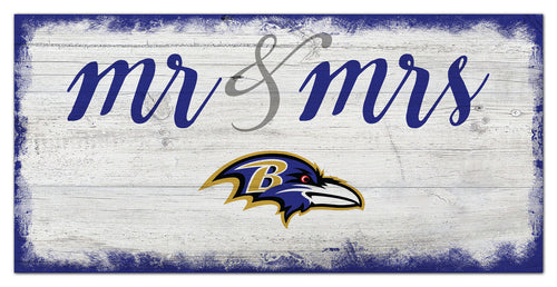 Baltimore Ravens Mr. & Mrs. Script Wood Sign - 6