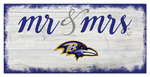 Baltimore Ravens Mr. & Mrs. Script Wood Sign - 6"x12"