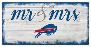 Buffalo Bills Mr. & Mrs. Script Wood Sign - 6"x12"