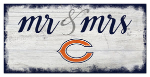 Chicago Bears Mr. & Mrs. Script Wood Sign - 6"x12"