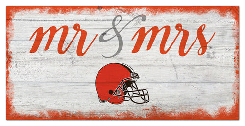 Cleveland Browns Mr. & Mrs. Script Wood Sign - 6