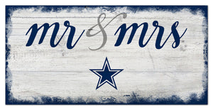 Dallas Cowboys Mr. & Mrs. Script Wood Sign - 6"x12"