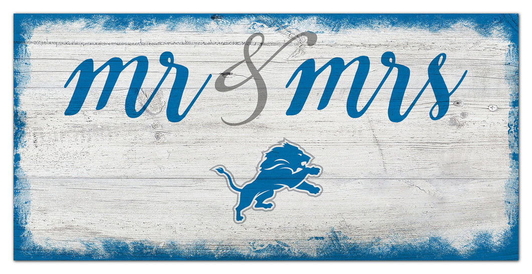 Detroit Lions Mr. & Mrs. Script Wood Sign - 6
