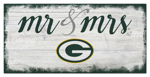 Green Bay Packers Mr. & Mrs. Script Wood Sign - 6"x12"