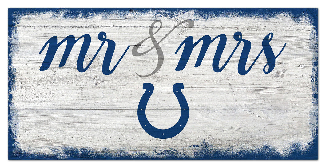 Indianapolis Colts Mr. & Mrs. Script Wood Sign - 6