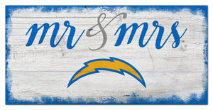 Los Angeles Chargers Mr. & Mrs. Script Wood Sign - 6"x12"