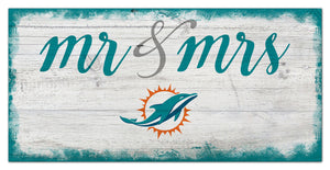 Miami Dolphins Mr. & Mrs. Script Wood Sign - 6"x12"