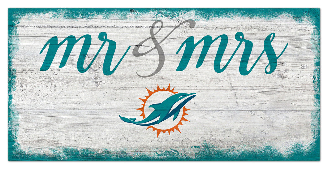Miami Dolphins Mr. & Mrs. Script Wood Sign - 6
