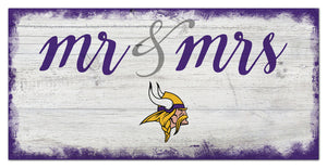 Minnesota Vikings Mr. & Mrs. Script Wood Sign - 6"x12"