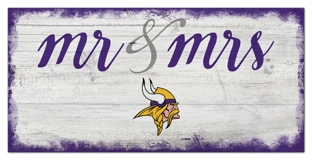 Minnesota Vikings Mr. & Mrs. Script Wood Sign - 6