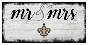 New Orleans Saints Mr. & Mrs. Script Wood Sign - 6"x12"