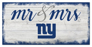 New York Giants Mr. & Mrs. Script Wood Sign - 6"x12"