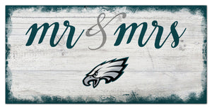 Philadelphia Eagles Mr. & Mrs. Script Wood Sign - 6"x12"