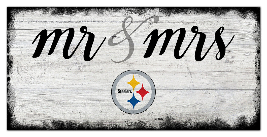 Pittsburgh Steelers Mr. & Mrs. Script Wood Sign - 6