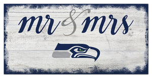 Seattle Seahawks Mr. & Mrs. Script Wood Sign - 6"x12"