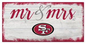 San Francisco 49ers Mr. & Mrs. Script Wood Sign - 6"x12"