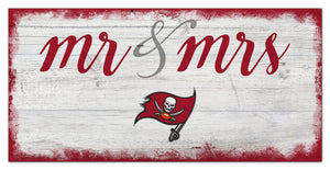 Tampa Bay Buccaneers Mr. & Mrs. Script Wood Sign - 6"x12"