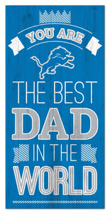Detroit Lions Best Dad Wood Sign - 6"x12"