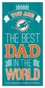 Miami Dolphins Best Dad Wood Sign - 6"x12"